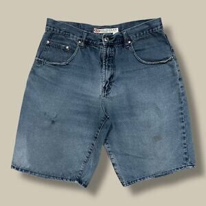 Vintage Thrashed Shorts Denim Jeans Garment Dyed 90s y2k Unionbay Faded Blue 33